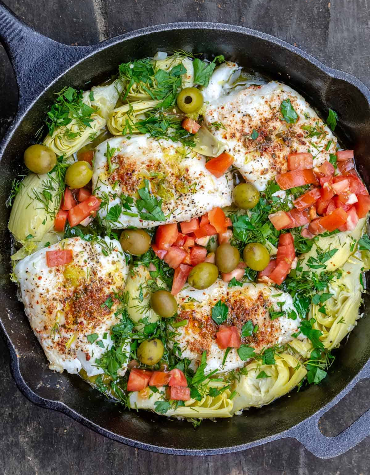 Mediterranean Lemon-Garlic Haddock with Artichoke Hearts