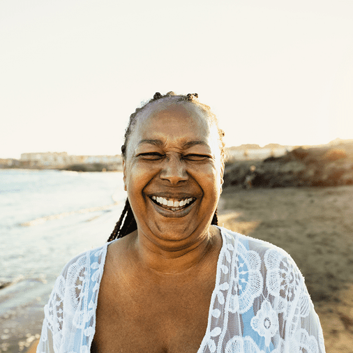 Woman smiling on beach